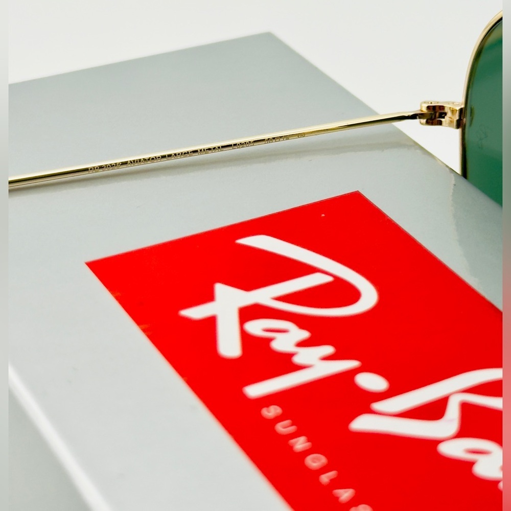 Ray-Ban Aviator Classic Sunglasses RB3025 Polished Gold Frame G-15 Green Lenses - Picture 12 of 14